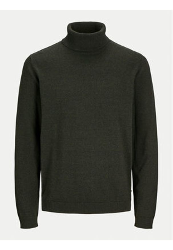Jack & Jones Golf Basic 12258051 Zielony Regular Fit. Typ kołnierza: golf. Kolor: zielony. Materiał: bawełna