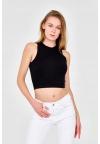 Guess - GUESS Damski czarny top, Rozmiar XL. Kolor: czarny. Materiał: wiskoza