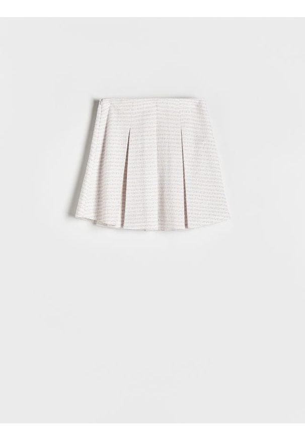 Reserved - Tweedowa spódnica - złamana biel. Materiał: dzianina, wiskoza. Typ sukienki: proste