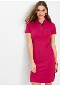 Sukienka shirtowa polo bonprix czerwono-ciemnoniebieski. Typ kołnierza: polo. Kolor: różowy. Styl: elegancki #3