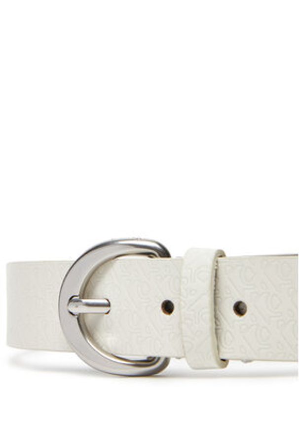 Calvin Klein Pasek Damski Classic Buckle Aop 30Mm LV04K7019G Biały. Kolor: biały. Materiał: skóra