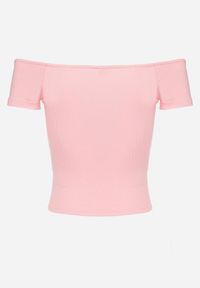 Born2be - Różowy T-shirt o Krótkim Fasonie z Hiszpańskim Dekoltem z Bawełny Irmalema. Kolor: różowy. Materiał: bawełna. Długość: krótkie. Sezon: lato #3