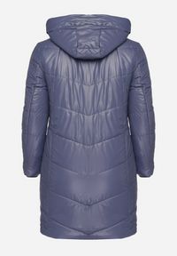 Born2be - Granatowa Kurtka z Kapturem Ozdobiona Przeszyciami ze Ściągaczami Ittasia. Okazja: na co dzień. Typ kołnierza: kaptur. Kolor: niebieski. Materiał: wełna, jeans. Wzór: aplikacja. Styl: casual, elegancki #6