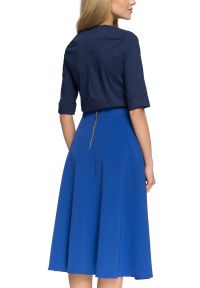 Sukienki.shop - Elegancka spódnica rozkloszowana midi niebieska. Okazja: do pracy. Kolor: niebieski. Styl: elegancki #2