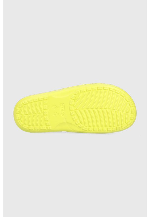 Crocs klapki damskie kolor zielony. Kolor: zielony. Materiał: materiał. Wzór: gładki