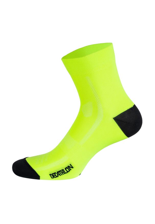 VAN RYSEL - Skarpetki rowerowe B'Twin 500. Kolor: żółty, czarny, wielokolorowy, zielony. Materiał: poliamid, elastan. Wzór: ze splotem. Sport: kolarstwo