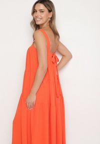 Born2be - Pomarańczowa Sukienka o Rozkloszowanym Kroju z Wiązaniem z Tyłu Savinelle. Okazja: na co dzień, na imprezę. Kolor: pomarańczowy. Styl: elegancki, casual #5