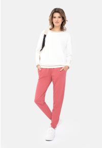 Volcano - Dresowe spodnie dla kobiet N-ISLA. Kolor: różowy. Materiał: dresówka. Wzór: napisy #1