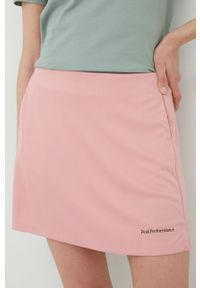 Peak Performance spódnica kolor różowy mini rozkloszowana. Kolor: różowy. Materiał: dzianina