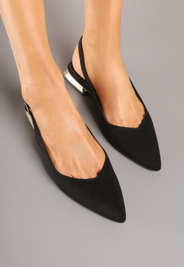 Renee - Czarne Sandały Slingback Vices z Wkładką ze Skóry Naturalnej Galeresa. Okazja: na co dzień, na spotkanie biznesowe, do pracy. Zapięcie: pasek. Kolor: czarny. Materiał: skóra. Obcas: na obcasie. Styl: biznesowy, elegancki, casual. Wysokość obcasa: niski