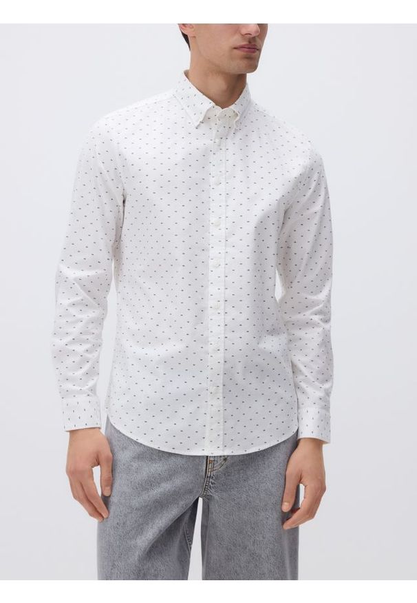Reserved - Bawełniana koszula slim fit - biały. Kolor: biały. Materiał: bawełna