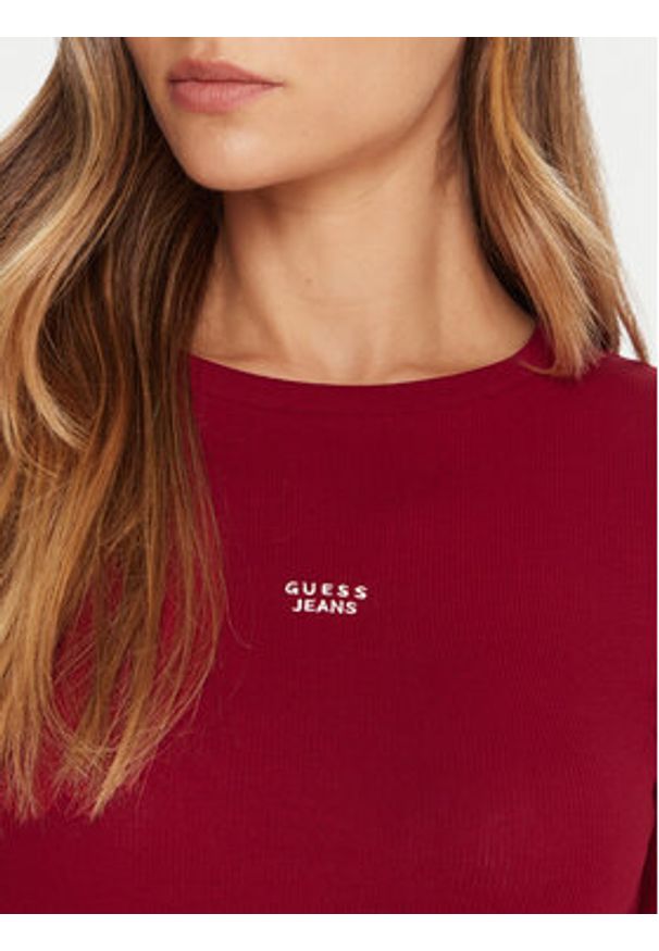 Guess Jeans Bluzka W5BP01 KA0H1 Czerwony Slim Fit. Kolor: czerwony. Materiał: bawełna