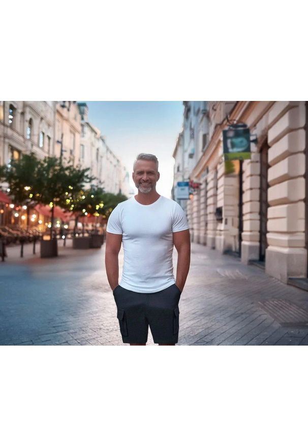 Pako Jeans - Krótkie Spodenki Męskie, Szorty - PAKO JEANS - Granat - Boczne Kieszenie (Cargo). Materiał: bawełna. Długość: krótkie. Sezon: lato. Styl: klasyczny