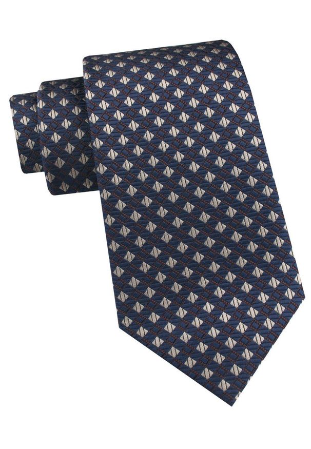 Krawat Męski - Angelo di Monti - Granat, Beżowe Groszki. Kolor: brązowy, beżowy, wielokolorowy. Materiał: tkanina. Wzór: grochy. Styl: elegancki, wizytowy