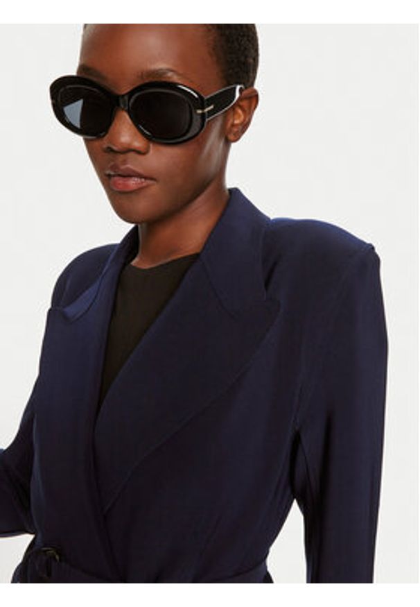 NORMA KAMALI Marynarka KK2244PLB80951 Granatowy Slim Fit. Kolor: niebieski. Materiał: syntetyk