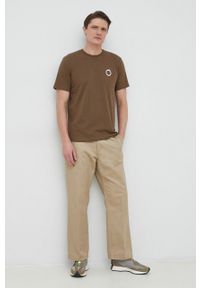 Trussardi Jeans - Trussardi t-shirt bawełniany kolor zielony z nadrukiem. Kolor: zielony. Materiał: bawełna. Wzór: nadruk #2