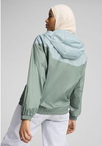 Puma - Damska wiatrówka o luźnym kroju Essentials PUMA Green Moon. Kolor: zielony. Materiał: guma. Wzór: nadruk