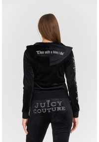 Juicy Couture - JUICY COUTURE Czarna damska bluza Sacred Heart Robertson Hoodie. Kolor: czarny. Materiał: elastan, materiał, poliester. Długość rękawa: długi rękaw. Długość: długie. Styl: elegancki #6