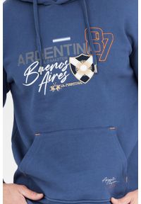 La Martina - LA MARTINA Granatowa bluza męska z naszywkami, Rozmiar XXL. Kolor: niebieski. Wzór: aplikacja #2