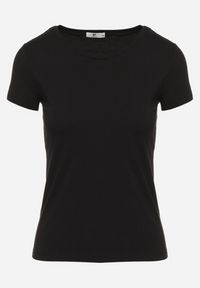 Born2be - Czarny Bawełniany T-shirt Koszulka z Krótkim Rękawem Wemina. Okazja: na spotkanie biznesowe. Kolor: czarny. Materiał: bawełna. Długość rękawa: krótki rękaw. Długość: krótkie. Styl: biznesowy