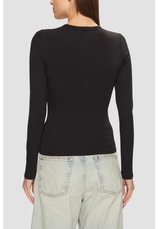 Tommy Jeans - TOMMY JEANS Czarny longsleeve damski. Kolor: czarny. Długość rękawa: długi rękaw