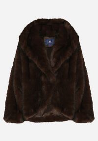 Born2be - Brązowa Kurtka Futerko o Kroju Oversize z Kapturem Nalienta. Okazja: na co dzień. Typ kołnierza: kaptur. Kolor: brązowy. Materiał: futro. Styl: casual, elegancki #4