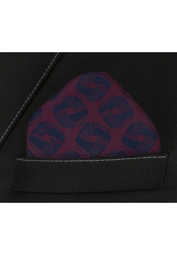 Męska, Elegancka Poszetka - Alties - Bordowa, Geometryczny Wzór. Kolor: czerwony. Materiał: poliester. Wzór: geometria