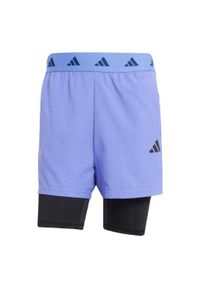 Adidas - Szorty Gym+ 2-in-1. Kolor: wielokolorowy, niebieski, czarny. Materiał: materiał. Technologia: ClimaCool (Adidas)
