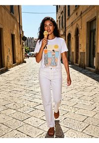 Sinsay - Koszulka z nadrukiem - biały. Kolor: biały. Wzór: nadruk #1