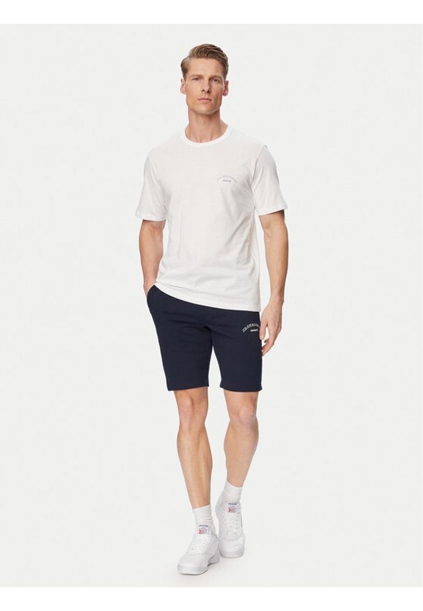 Jack & Jones Komplet t-shirt i spodenki College 12298226 Biały Regular Fit. Kolor: biały. Materiał: bawełna