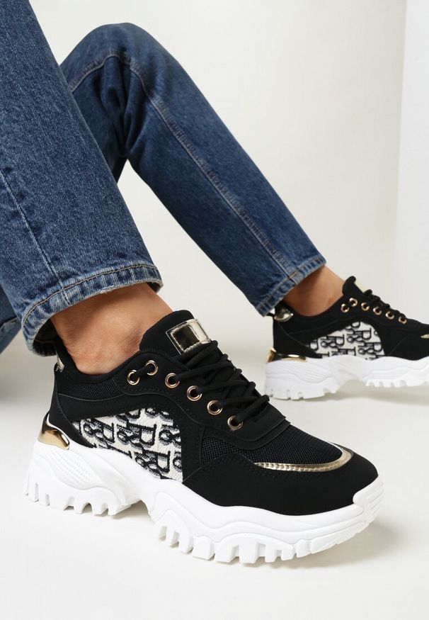 Born2be - Czarne Sneakersy na Grubej Podeszwie Annat. Kolor: czarny
