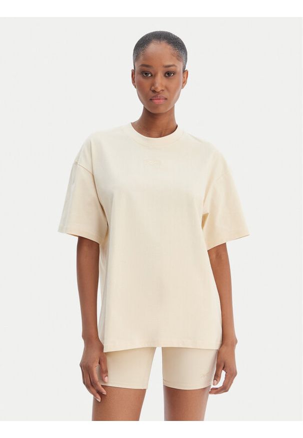 Reebok T-Shirt Reebok x Ewa Chodakowska RK25611CCW Beżowy Relaxed Fit. Kolor: beżowy. Materiał: bawełna