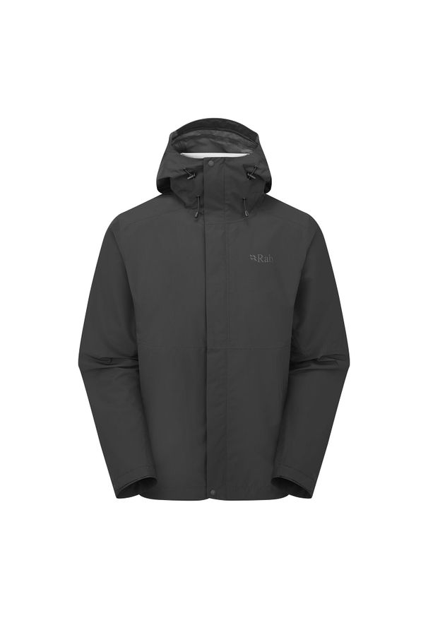 Kurtka przeciwdeszczowa męska Rab Downpour Jacket z kapturem. Typ kołnierza: kaptur. Kolor: czarny. Sport: turystyka piesza