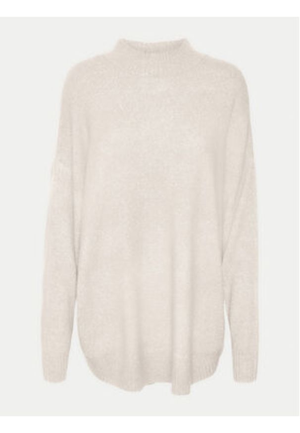 Vero Moda Sweter Plaza 10290784 Beżowy Loose Fit. Kolor: beżowy. Materiał: syntetyk