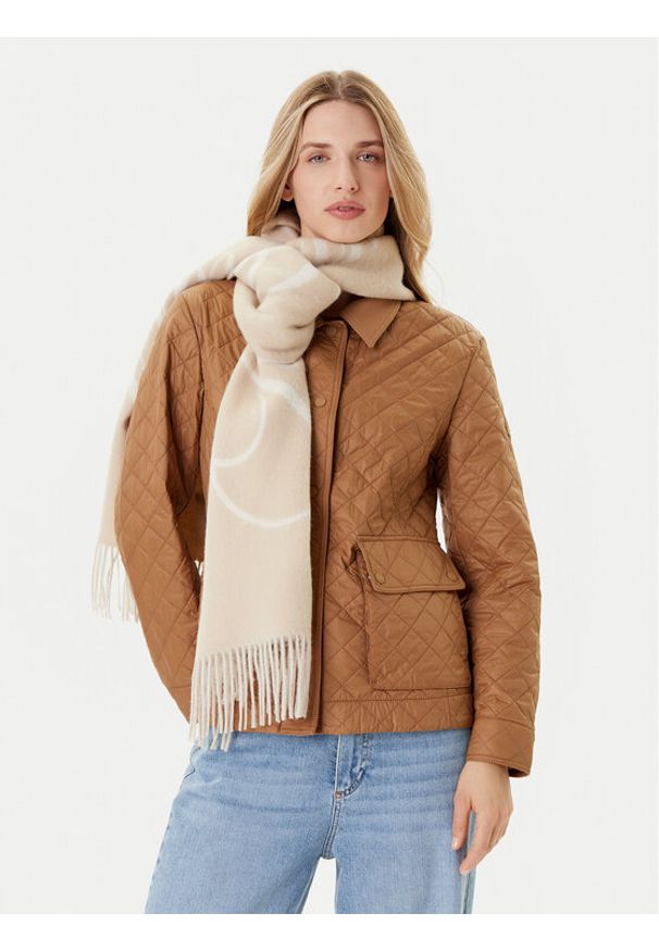 TOMMY HILFIGER - Tommy Hilfiger Szalik Script Logo AW0AW17786 Beżowy. Kolor: beżowy. Materiał: wełna, materiał