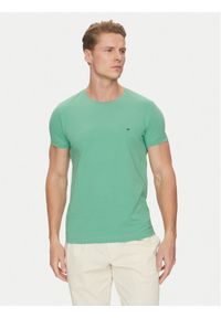 TOMMY HILFIGER - Tommy Hilfiger T-Shirt MW0MW10800 Zielony Slim Fit. Kolor: zielony. Materiał: bawełna
