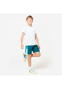 Decathlon - Spodenki sportowe dla dzieci Domyos. Kolor: zielony, niebieski, wielokolorowy. Materiał: poliester, materiał. Styl: sportowy. Sport: fitness