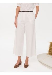 Sinsay - Spodnie wide leg z paskiem - kremowy. Kolor: kremowy #1