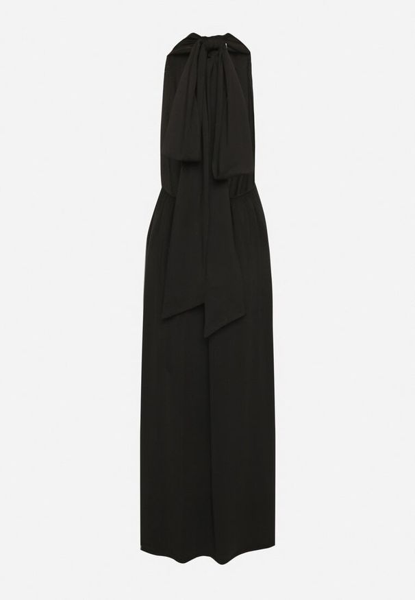 Born2be - Czarna Koktajlowa Sukienka Multiway z Wiskozą i Wiązaniem na Szyi Lilazza. Okazja: na imprezę. Typ kołnierza: dekolt w kształcie V. Kolor: czarny. Materiał: wiskoza. Typ sukienki: rozkloszowane. Styl: wizytowy