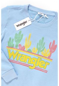 Wrangler - BLUZA WRANGLER DAMSKA SWEATER CERULEAN W6077IEVT. Kolor: niebieski. Wzór: kolorowy, nadruk #8