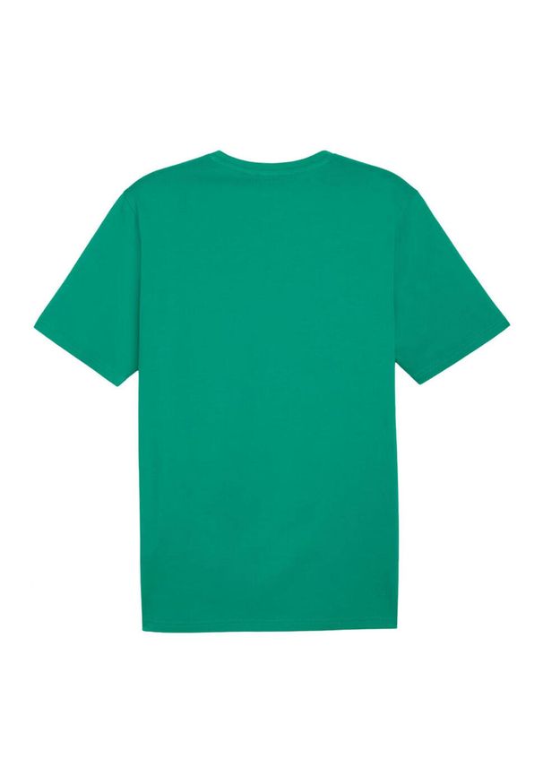 Puma - Jersey Męska Logo Z Bawełny Team Rise. Kolor: zielony. Materiał: jersey, bawełna. Sport: turystyka piesza