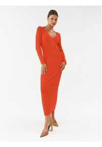 BOSS - Boss Sukienka dzianinowa Famelina 50493914 Pomarańczowy Slim Fit. Kolor: pomarańczowy. Materiał: wiskoza #4
