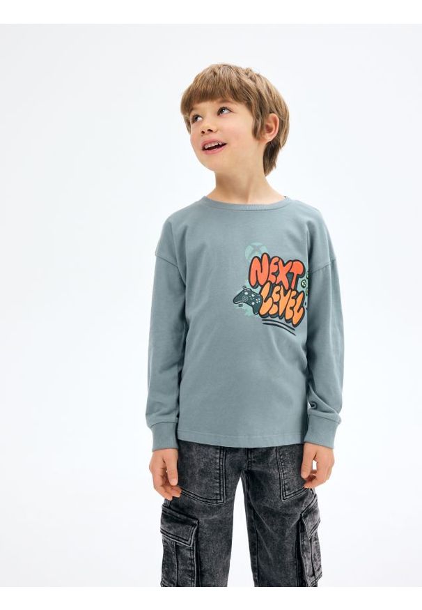 Reserved - Longsleeve Xbox - ciemny turkus. Materiał: bawełna, dzianina. Długość rękawa: długi rękaw