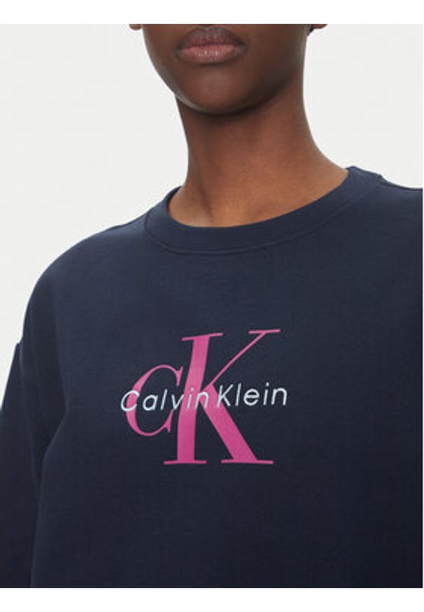 Calvin Klein Jeans Bluza Monologo LV047B234G Granatowy Relaxed Fit. Kolor: niebieski. Materiał: bawełna
