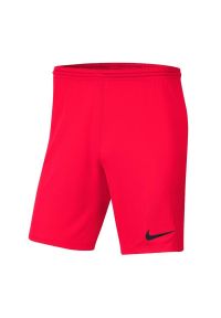 Nike - Spodenki Z Dzianiny Dla Dzieci Park III. Kolor: czerwony. Materiał: dzianina
