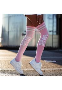 Milena - Zakolanówki bad girl 217 paski róż. Kolor: różowy. Materiał: tkanina, elastan, bawełna, materiał, poliamid. Wzór: paski #1