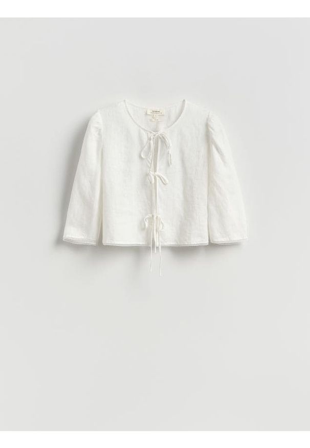 Reserved - Lniana bluzka - biały. Kolor: biały. Materiał: len