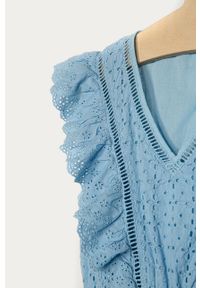 Guess - Sukienka. Kolor: niebieski. Materiał: tkanina, bawełna. Wzór: gładki. Typ sukienki: rozkloszowane. Długość: mini #3