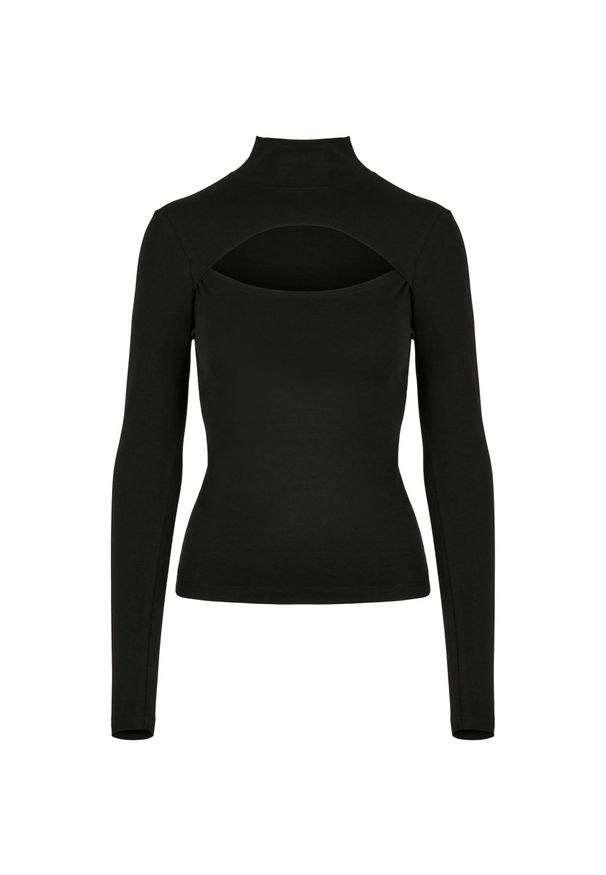 Urban Classics - Bluzka Z Długim Rękawem Dla Pań I Panów Z Wyciętym Dekoltem W Kształcie Żółwia. Kolor: czarny. Długość rękawa: długi rękaw. Długość: długie. Sport: turystyka piesza