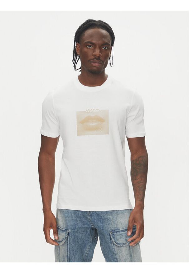 Hugo - HUGO T-Shirt Deterni 50544496 Biały Regular Fit. Kolor: biały. Materiał: bawełna